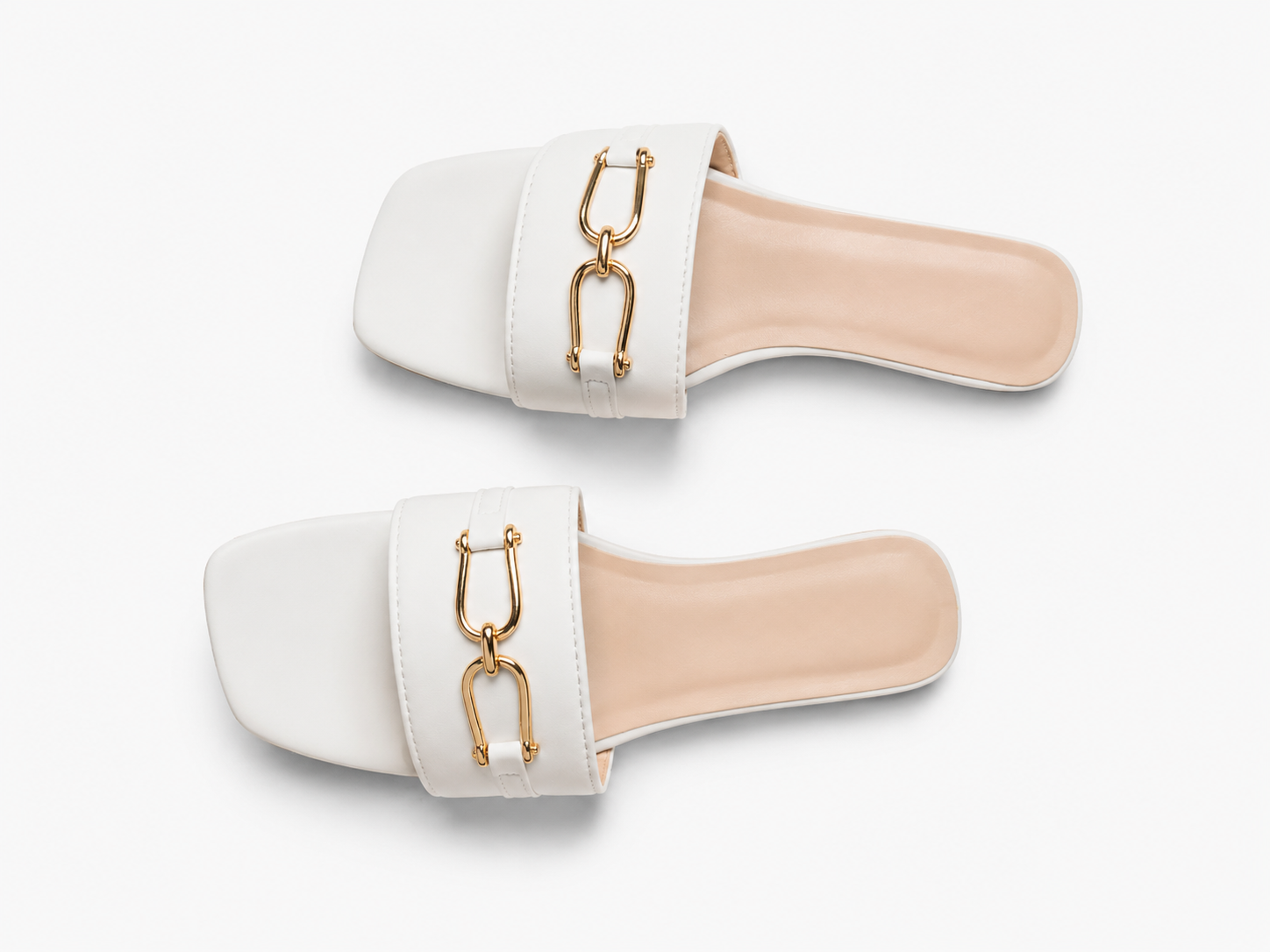 Minimalist white slide sandals