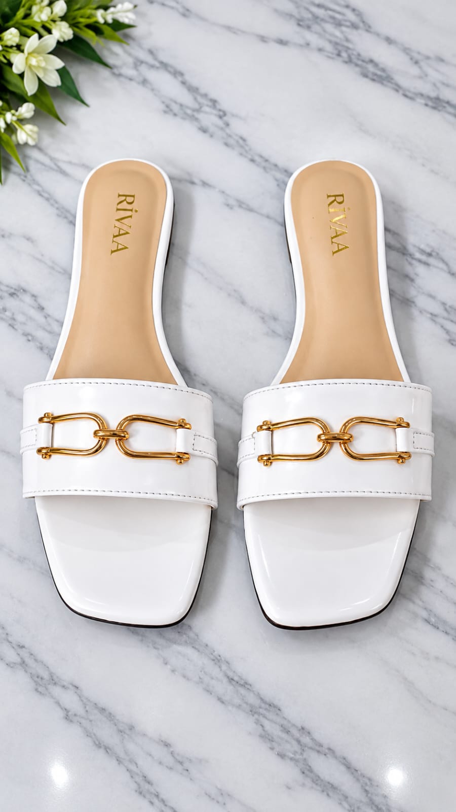 Minimalist white slide sandals