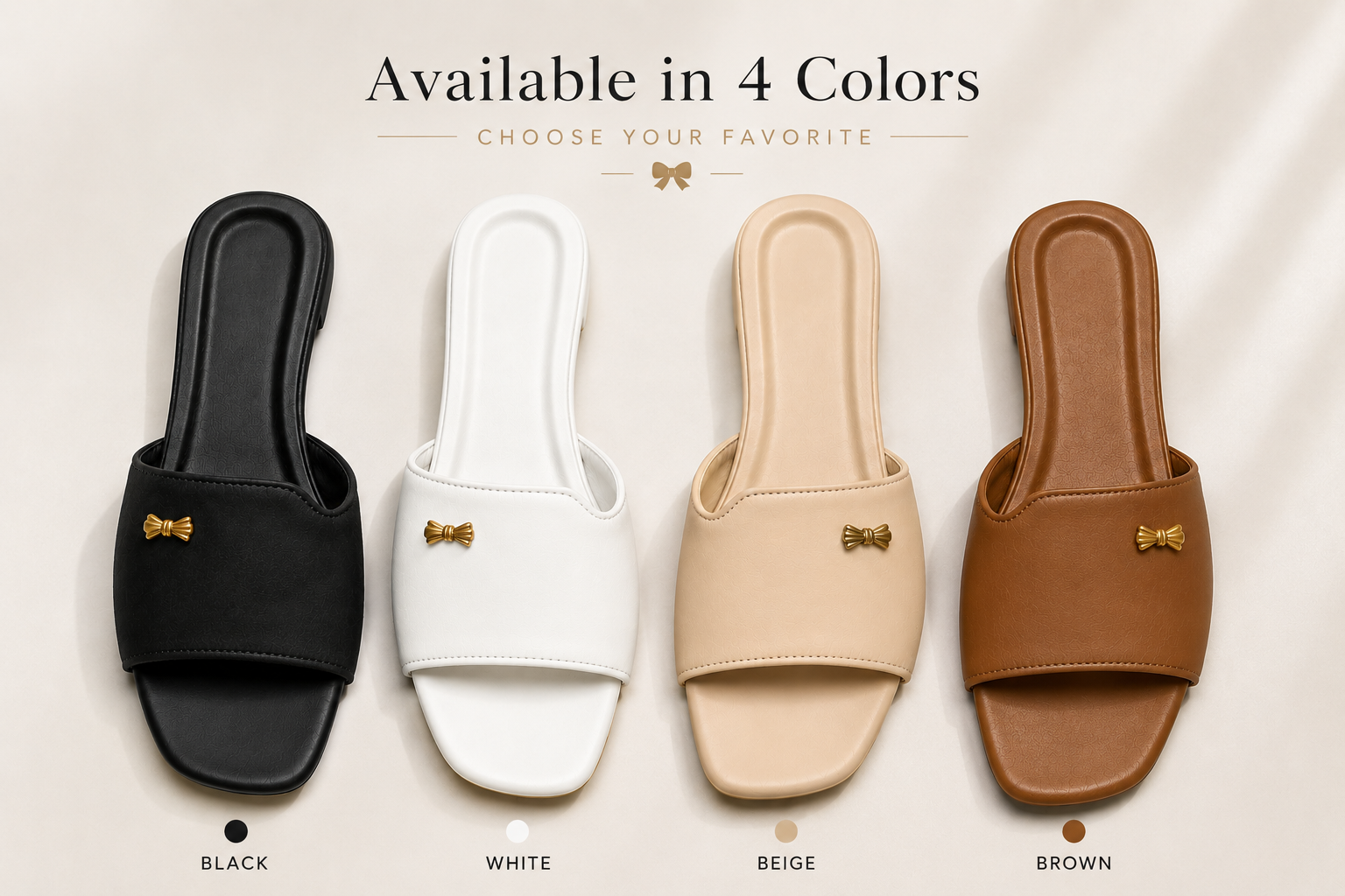 Minimal tan slide sandals flat lay